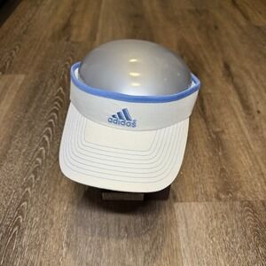 Adidas‎ Visor Hat White Baby Light Blue Terry Cotton Sweatband Academia Prep